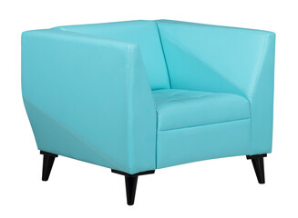 Isolated blue Leather and Fabric Office Armchair