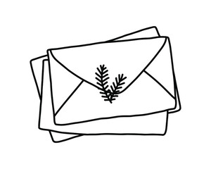 Vector doodle envelopes isolated on white background.