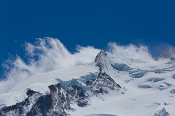 Fototapeta na wymiar Blick vom Gornergrat auf das Monte Rosa Massiv