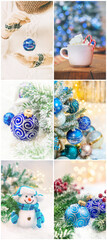Collage with beautiful Christmas photos. Selective focus.