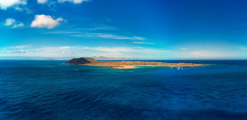 Aerial view of Isla de Lobos Fuerteventura Canary Island Spain 