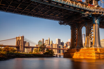 Brooklyn and Manhattan Bridges and the One World Trade Center