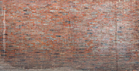 Red Brick Wall Wide Rough Texture background.