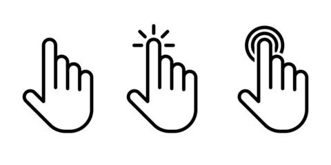 Cursor hand icon set line style