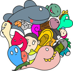 Vector illustration doodle art random, design for mold, posters, room ornaments, t-shirts, etc.