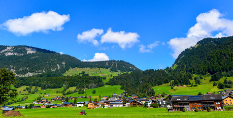 Fototapeta na wymiar Gemeinde Au-Rehmen im Bezirk Bregenz / Bundesland Vorarlberg