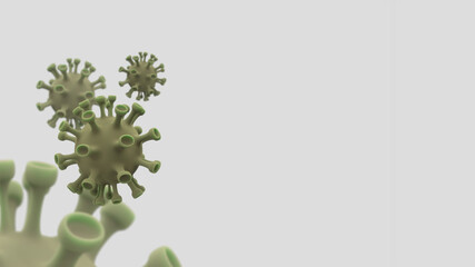 Coronavirus. Microscope virus close up. 3d rendering. Coronavirus. Selective focus