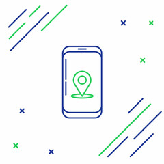 Line Infographic of city map navigation icon isolated on white background. Mobile App Interface concept design. Geolacation concept. Colorful outline concept. Vector