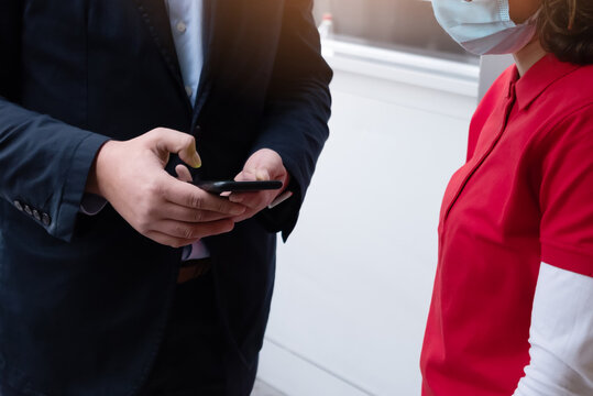 Event QR code ticket scanning before begining of business conference