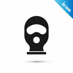 Grey Balaclava icon isolated on white background. A piece of clothing for winter sports or a mask for a criminal or a thief. Vector