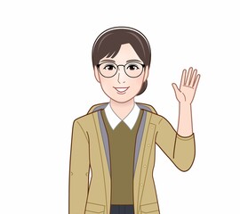 マウンテンパーカーの女性