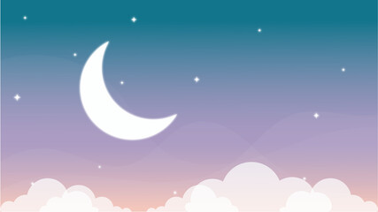 Obraz na płótnie Canvas evening sky with clouds, moon and clouds, sky with clouds, moon and stars, moon in the evening sky, stars in the evening sky