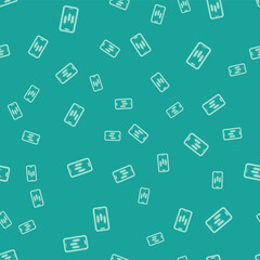 Green Mobile stock trading concept icon isolated seamless pattern on green background. Online trading, stock market analysis, business and investment. Vector