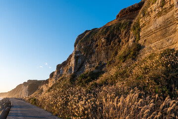 千葉県銚子市夕焼けの屏風ヶ浦遊歩道