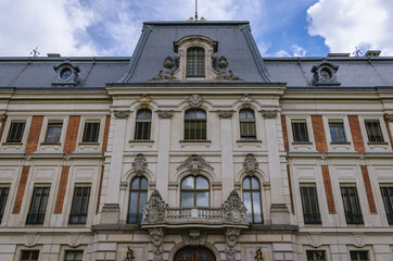 Fototapeta premium Exterior of castle in Pszyczna town, Poland