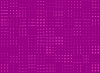 Violet background or texture with many pink symbols or icons