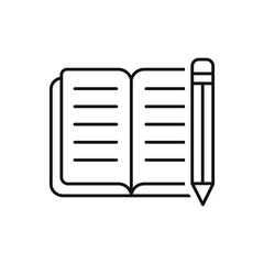 book with pencil icon vector. Education illustration