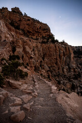 Tiny Moon Hangs Over The South Kaibab Trail In The Early Morning