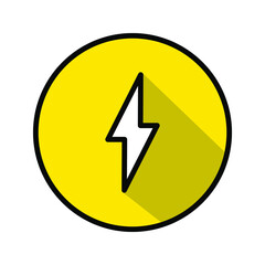 lightning bolt in yellow circle icon vector