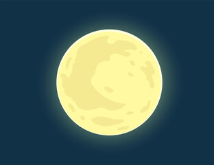 Full moon. Bright Moon on nighttime blue sky. Eps10 vector illustration.