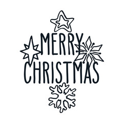 Merry Christmas greeting card in black and white