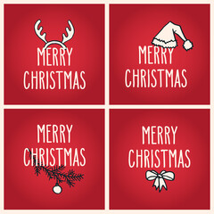 Merry Christmas greeting cards set