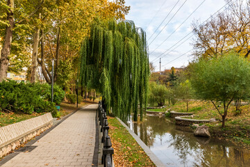 Autumn. Salgir river embankment. Simferopol. Crimea.