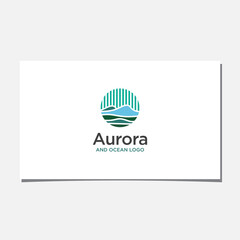 AURORA AND OCEAN LOGO DESIGN VECTOR