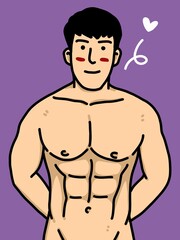 Fototapeta premium cute man cartoon on purple background