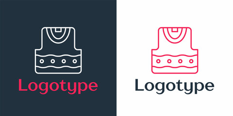 Logotype line Waistcoat icon isolated on white background. Logo design template element. Vector