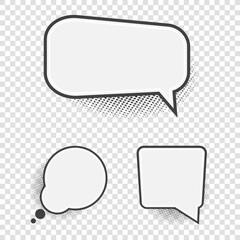 Empty retro comic speech bubbles or pop art speech bubble - line art vector