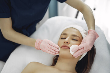 Woman in cosmetology studio on a procedures