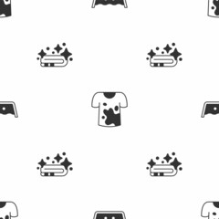 Set Temperature wash, Dirty t-shirt and Towel stack on seamless pattern. Vector