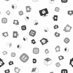 Set Location with cardboard box, Carton, Home delivery services and This side up on seamless pattern. Vector