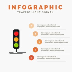 Illustration infographic traffic light signal in Cartoon with symbol in yellow, red, and green color. stop, warning, and go sign, vector graphic perfect for presentation, web template, campaign poster