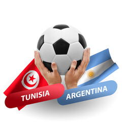 Soccer football competition match, national teams tunisia vs argentina