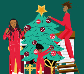 Gay Family in Christmas pajamas