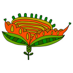 Cartoon hand drawn doodle fantasy flower