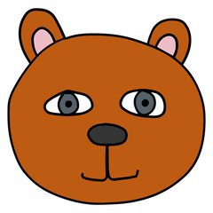 Cartoon hand drawn doodle bear face, head