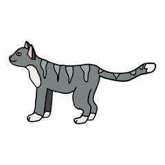 Cartoon hand drawn doodle cat. 