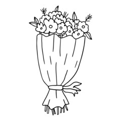 Cartoon hand drawn doodle flower bouquet