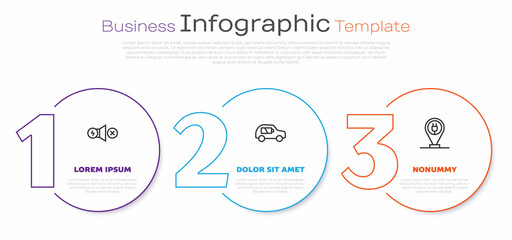 Set line Electric motor, car and Charging parking electric. Business infographic template. Vector