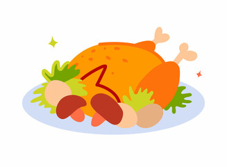 Thanksgiving turkey served for holiday dinner.