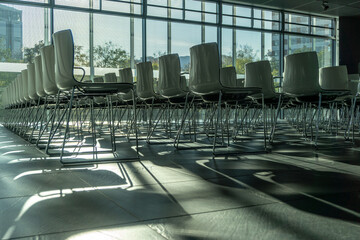 White chairs in conference room