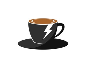 Simple cup of coffee with lightning symbol inside