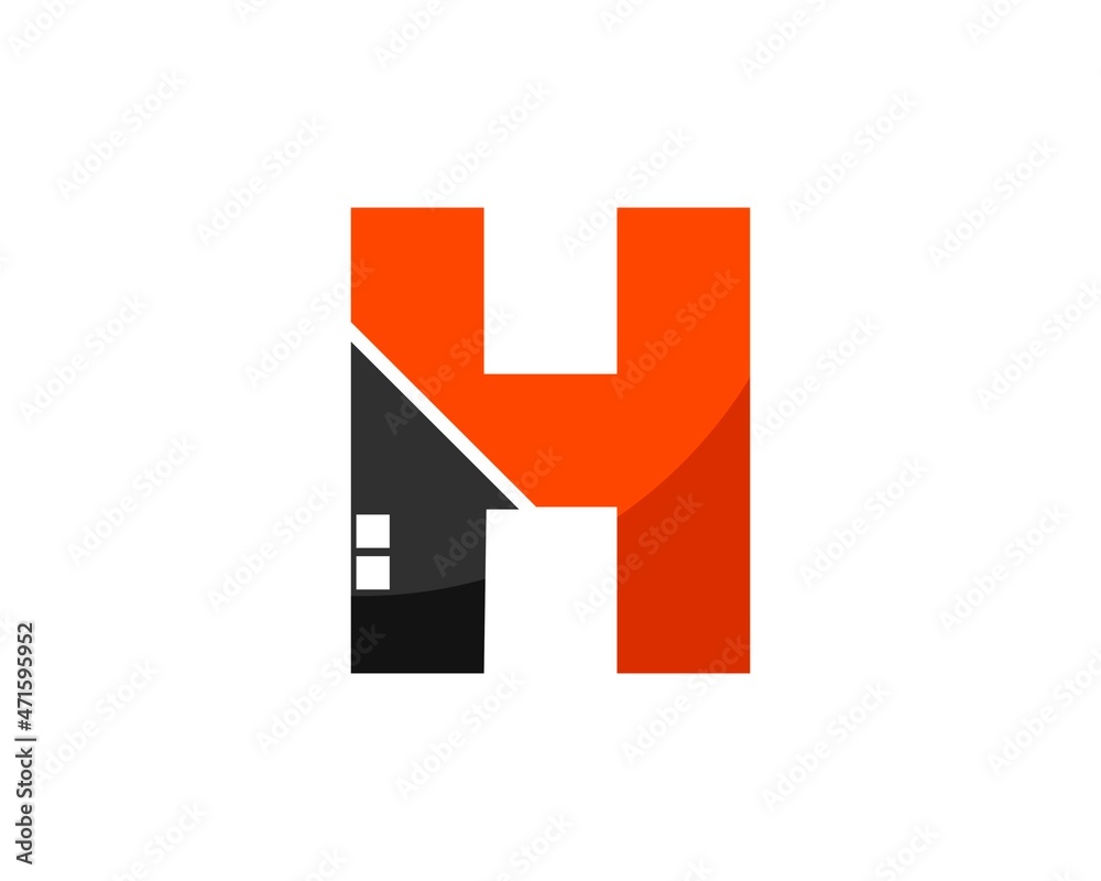 Wall mural H letter initial with half of house inside