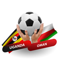 Soccer football competition match, national teams uganda vs oman