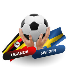 Soccer football competition match, national teams uganda vs sweden