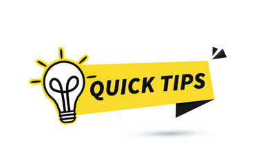 Quick tips advice with lightbulb yellow banner vector design on white background