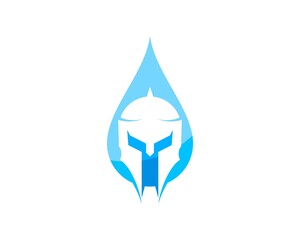 Water drop with spartan helmet inside